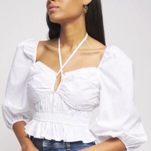 NEW Bailey 44 Shani Peplum Top White $218 XS